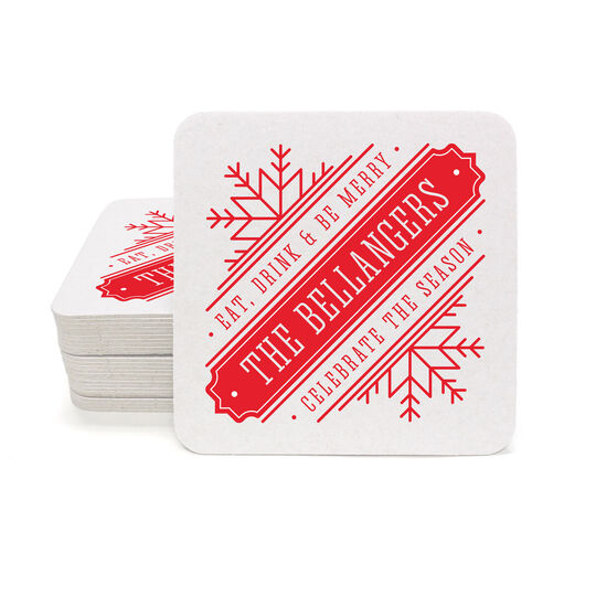 Vintage Snowflake Square Coasters